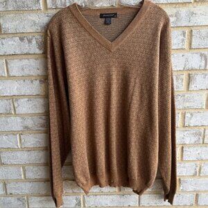Windsor Lake Silk Blend Long Sleeve V-Neck Pullover Sweater Men's Size XL